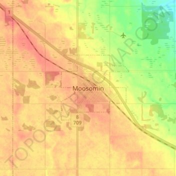 Mapa topográfico Moosomin, altitude, relevo