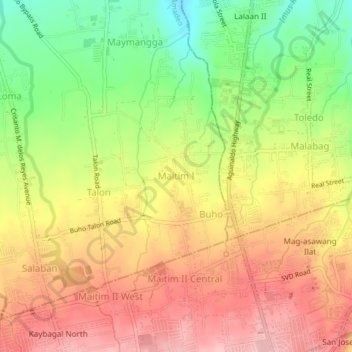 Mapa topográfico Maitim I, altitude, relevo