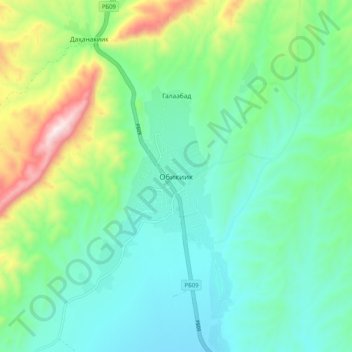 Mapa topográfico Обикиик, altitude, relevo