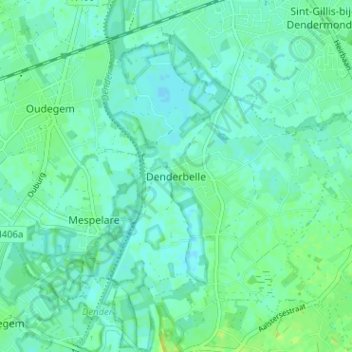Mapa topográfico Denderbelle, altitude, relevo