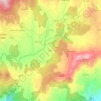 Mapa topográfico Penso, altitude, relevo