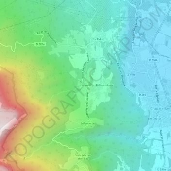 Mapa topográfico Les Atrus, altitude, relevo