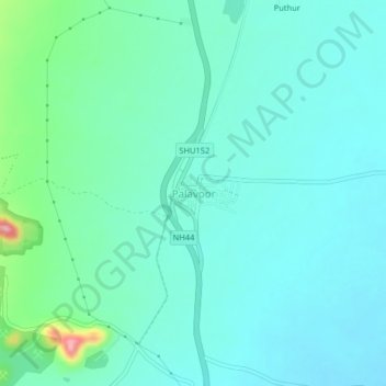 Mapa topográfico Palavoor, altitude, relevo