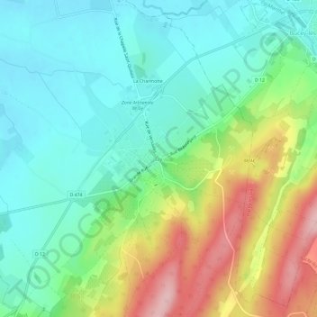 Mapa topográfico Gy, altitude, relevo