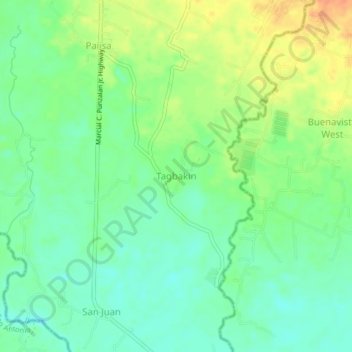 Mapa topográfico Tagbakin, altitude, relevo