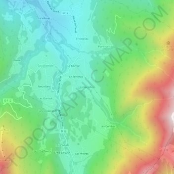 Mapa topográfico La Recorbaz, altitude, relevo