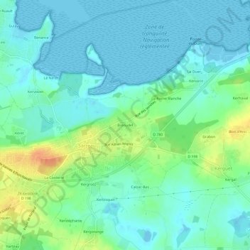 Mapa topográfico Brénudel, altitude, relevo