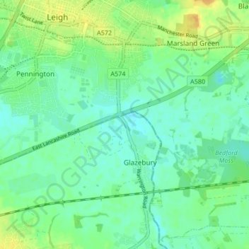 Mapa topográfico Lately Common, altitude, relevo