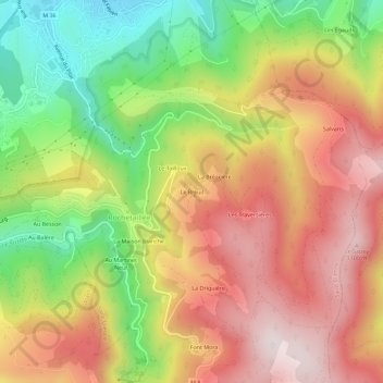 Mapa topográfico Le Breuil, altitude, relevo