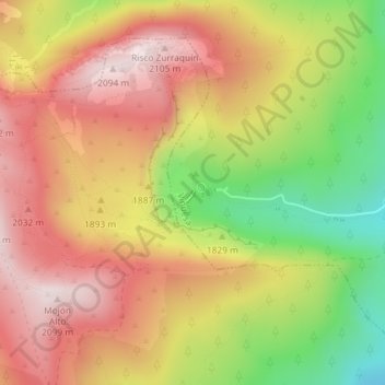 Mapa topográfico Laguna Negra, altitude, relevo
