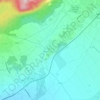 Mapa topográfico Castello di Aviano, altitude, relevo