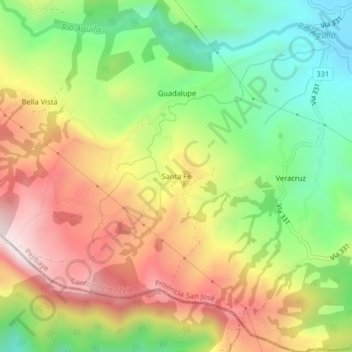 Mapa topográfico Santa Fe, altitude, relevo