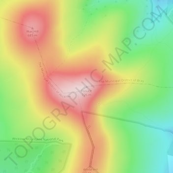 Mapa topográfico Djouce, altitude, relevo