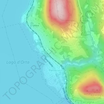Mapa topográfico Martella, altitude, relevo