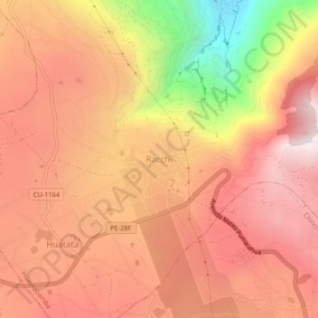 Mapa topográfico Racchi, altitude, relevo