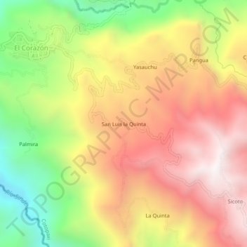 Mapa topográfico San Luis la Quinta, altitude, relevo