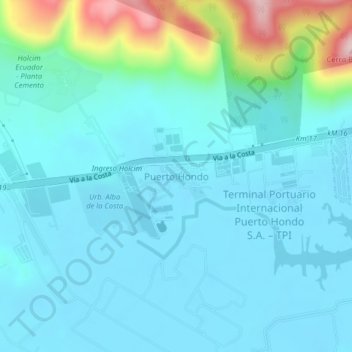 Mapa topográfico Puerto Hondo, altitude, relevo