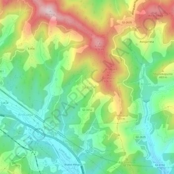 Mapa topográfico Ichaso, altitude, relevo