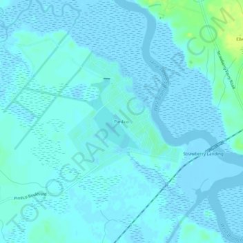Mapa topográfico Pimlico, altitude, relevo