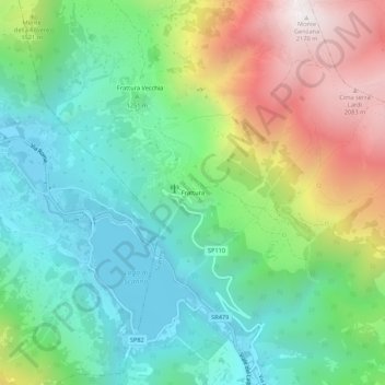 Mapa topográfico Frattura, altitude, relevo