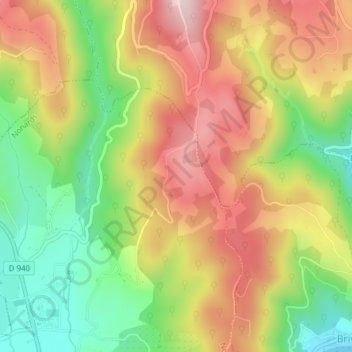Mapa topográfico Rabiat, altitude, relevo