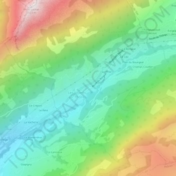 Mapa topográfico Carrouge, altitude, relevo