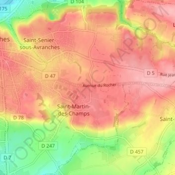 Mapa topográfico La Forge, altitude, relevo