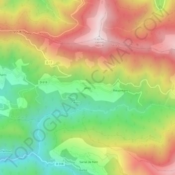 Mapa topográfico Jacoy, altitude, relevo