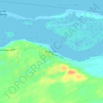 Mapa topográfico Diogo Lopes, altitude, relevo