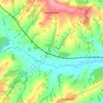 Mapa topográfico Barehurst, altitude, relevo