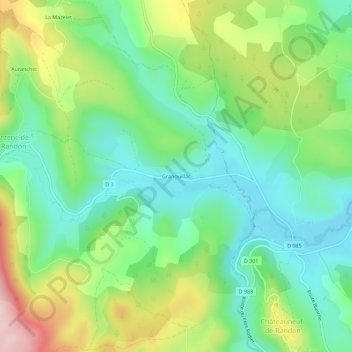 Mapa topográfico Granouillac, altitude, relevo