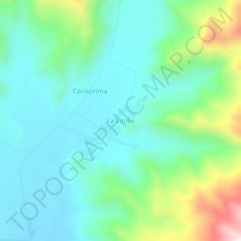 Mapa topográfico La Emilia, altitude, relevo