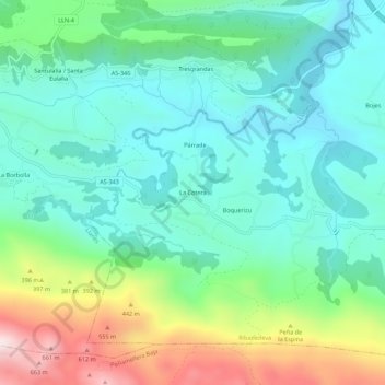 Mapa topográfico La Cotera, altitude, relevo