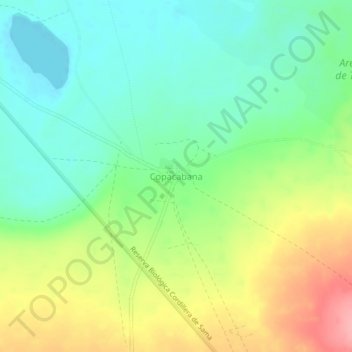 Mapa topográfico Copacabana, altitude, relevo