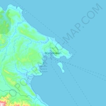 Mapa topográfico Manokwari, altitude, relevo