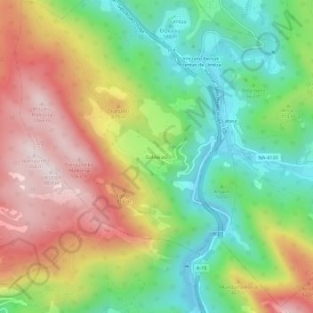 Mapa topográfico Goldáraz, altitude, relevo