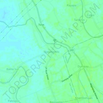 Mapa topográfico Mapolopolo, altitude, relevo