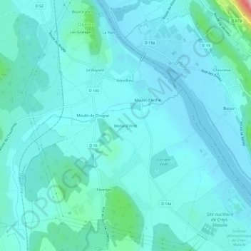 Mapa topográfico Mollard-Viret, altitude, relevo