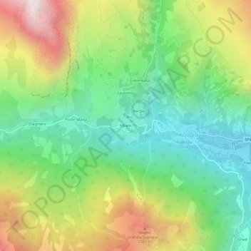 Mapa topográfico Villaro, altitude, relevo