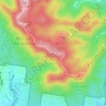Mapa topográfico Constitution Hill, altitude, relevo