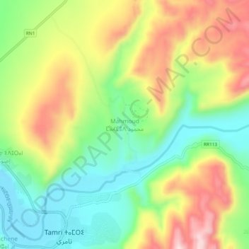 Mapa topográfico Mahmoud, altitude, relevo