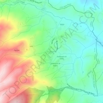 Mapa topográfico Palazzone, altitude, relevo