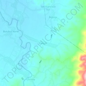Mapa topográfico Paagan, altitude, relevo