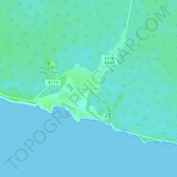 Mapa topográfico Playa Girón, altitude, relevo