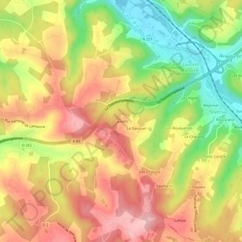 Mapa topográfico Laurent, altitude, relevo