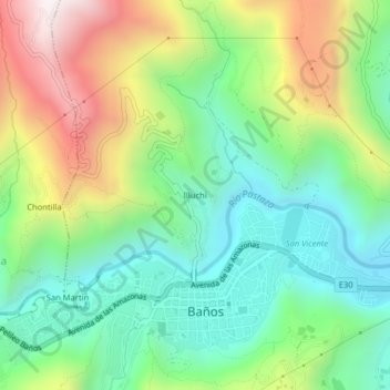 Mapa topográfico Illuchi, altitude, relevo