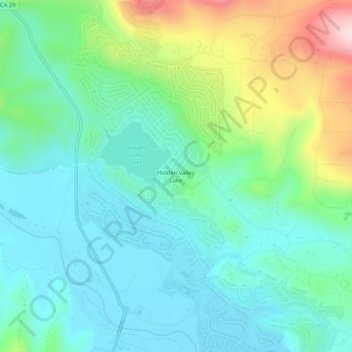 Mapa topográfico Hidden Valley Lake, altitude, relevo