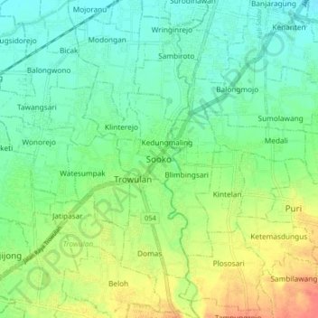 Mapa topográfico Sooko, altitude, relevo