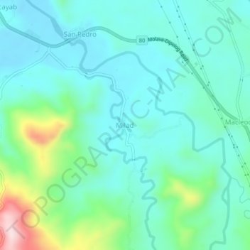 Mapa topográfico Milad, altitude, relevo