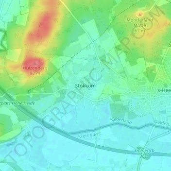 Mapa topográfico Stokkum, altitude, relevo
